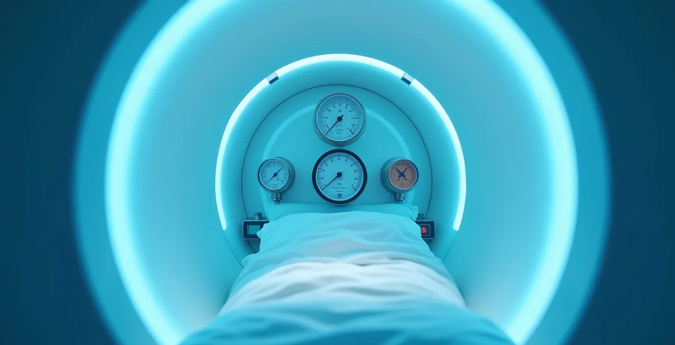 Vue intérieure d'un caisson hyperbare médical moderne