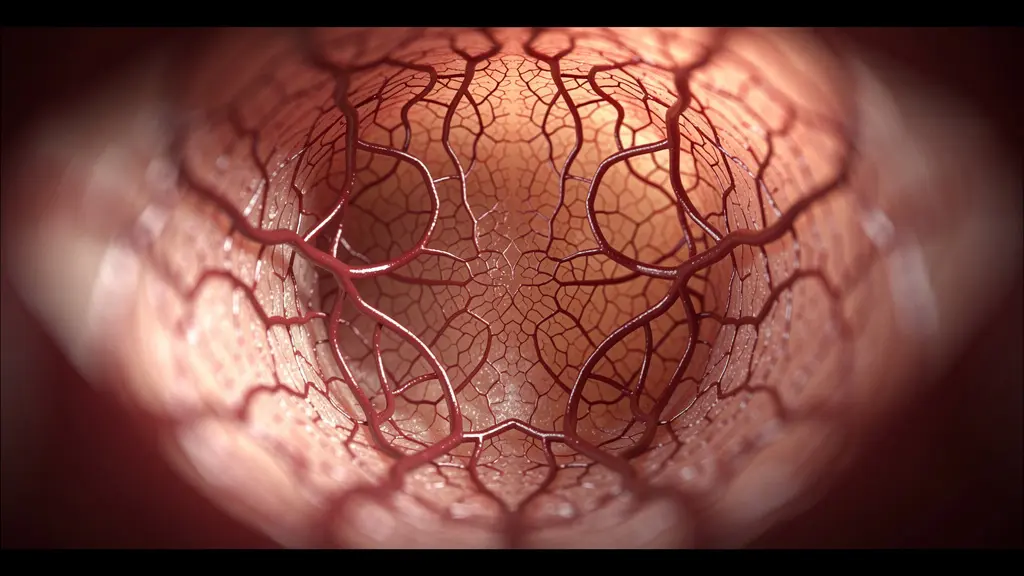 Vue microscopique des micro-vaisseaux de l'oreille interne montrant la circulation sanguine