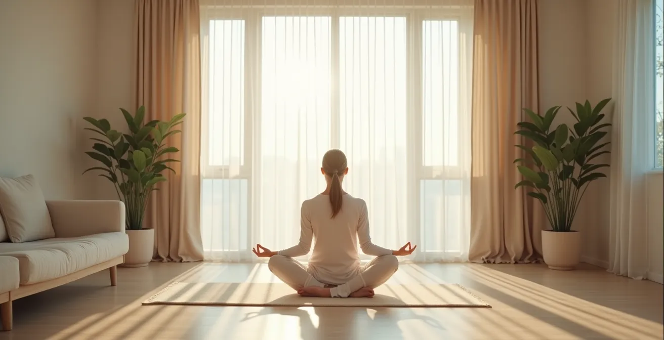 Personne en méditation dans un environnement apaisant et silencieux