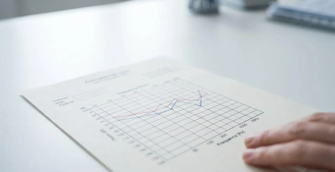 Vue rapprochée d'un graphique audiométrique montrant la zone des fréquences conversationnelles