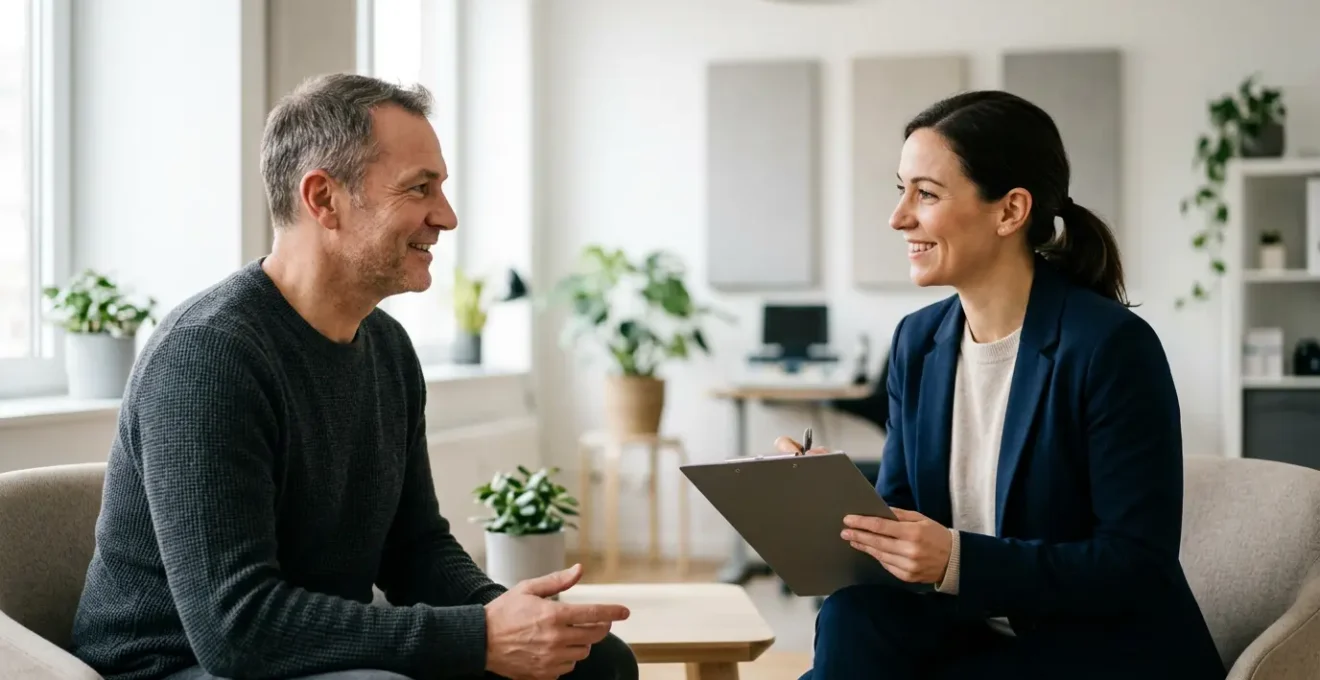 Consultation entre audioprothésiste et patient lors de l'anamnèse initiale
