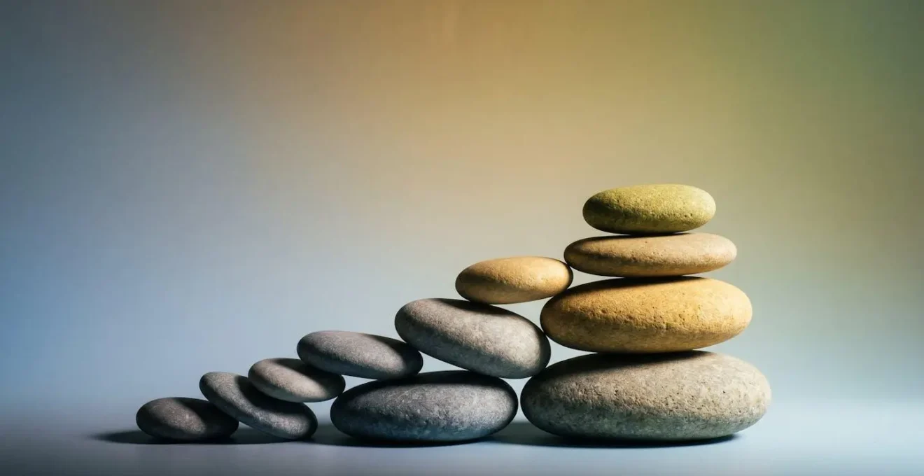 Représentation visuelle abstraite d'une progression positive illustrant l'amélioration graduelle de l'audition au fil du temps